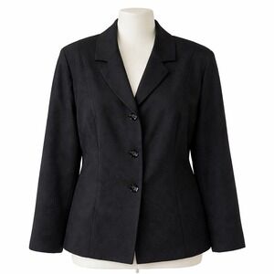 Dani Max Blazer Women 22 Black Paisley Jacquard Button Front Vintage 90s Jacket